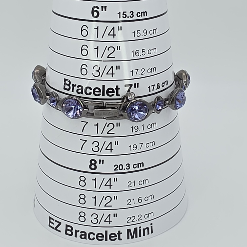 New! GIVENCHY SWAROVSKI Bracelet Purplish & Clear Crystals Gunmetal Gray 7.25" - Picture 14 of 15
